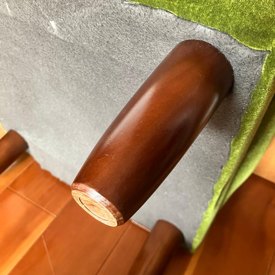 カリモク60 モケットグリーン オットマン ウォールナット