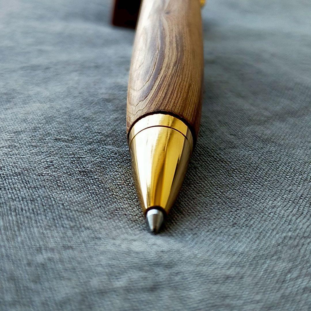 ハンドメイド　木軸ボールペン　屋久杉　0.5mm　天然木　ゴールド
