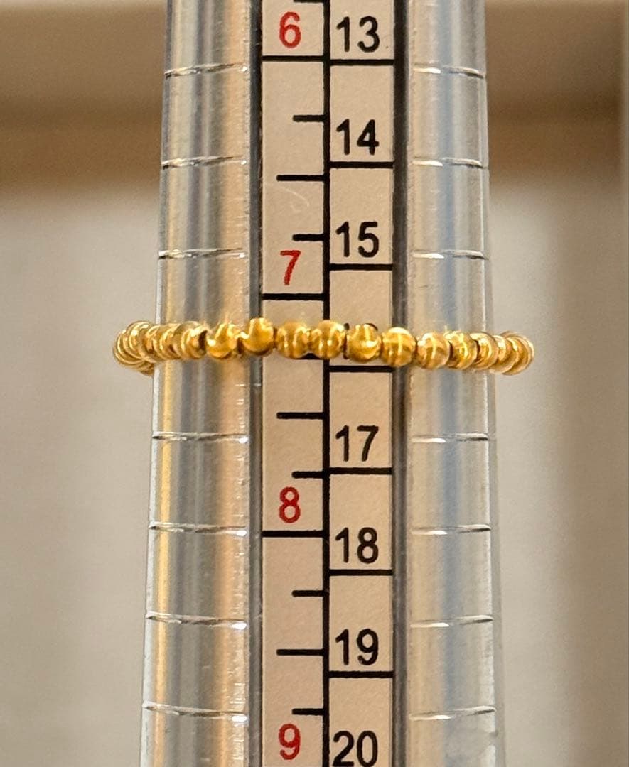 K18弾力リング　指輪　シンプル　キラキラ　ミラーボール