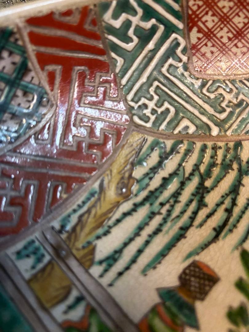 貴婦人図 色絵大皿 飾り絵皿 時代物 当時物 有田焼 九谷焼 中国美術