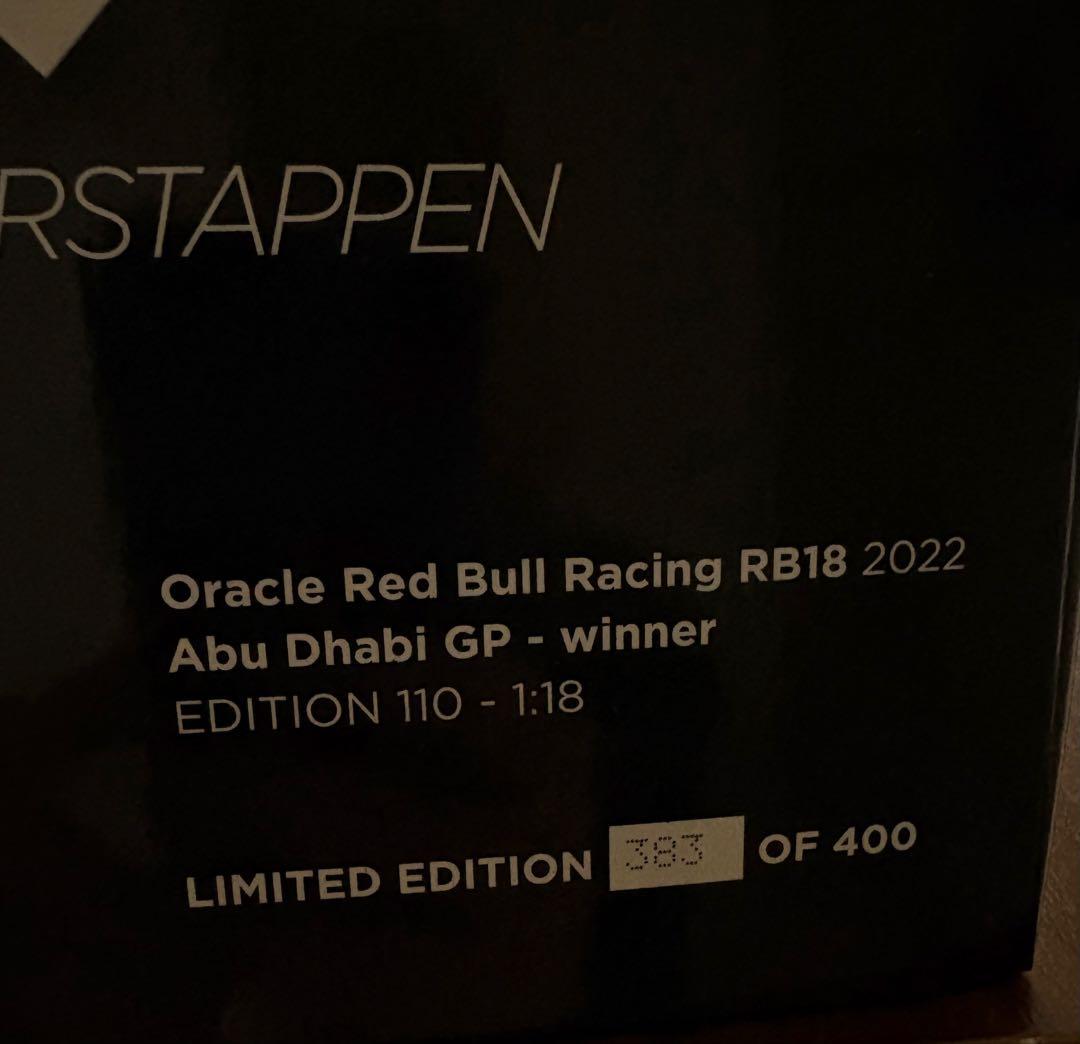 新品 MVショップ 1/18 マックス・フェルスタッペン 2022 アブダビ