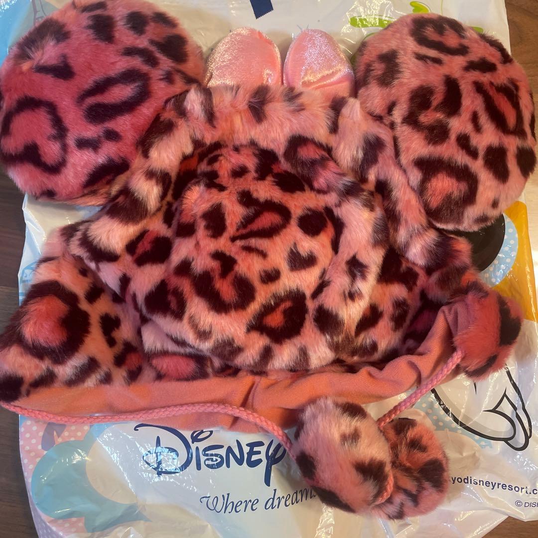 ディズニー 耳付きヒョウ柄キャップ ディズニー ヒョウ柄 耳付きファー