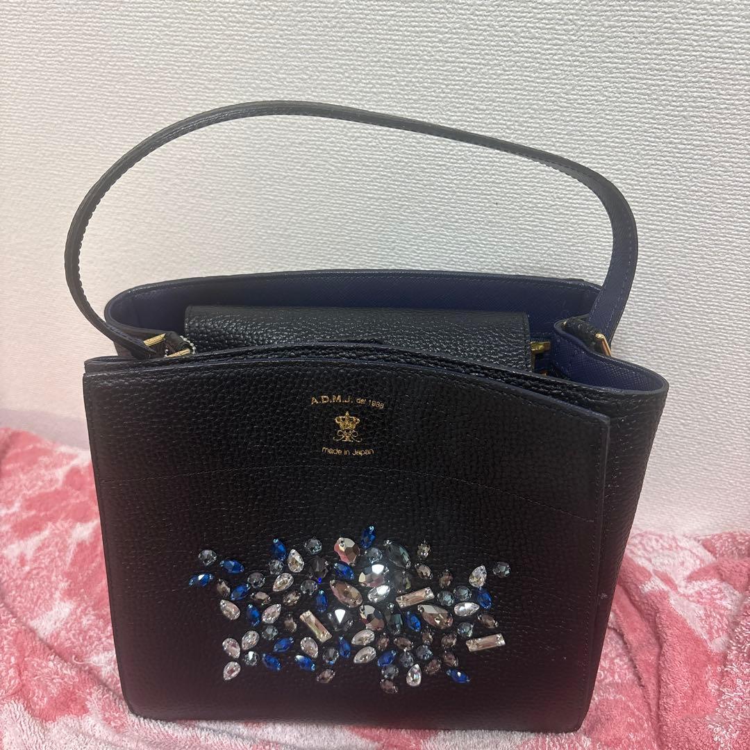 【美品】ADMJ スワロフスキー ハンドバッグ　ショルダー　キラキラ　バッグ
