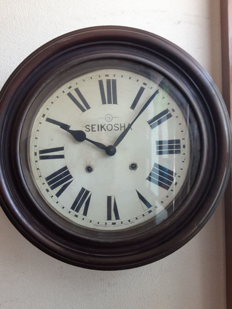 アンティーク、SEIKOSHA アナログ掛時計 丸型振り子時計