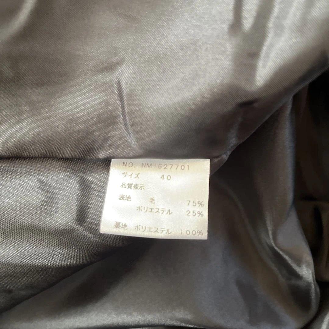 未使用タグ付き エムズグレイシー 黒スカート40 リボン付き 秋冬ウール