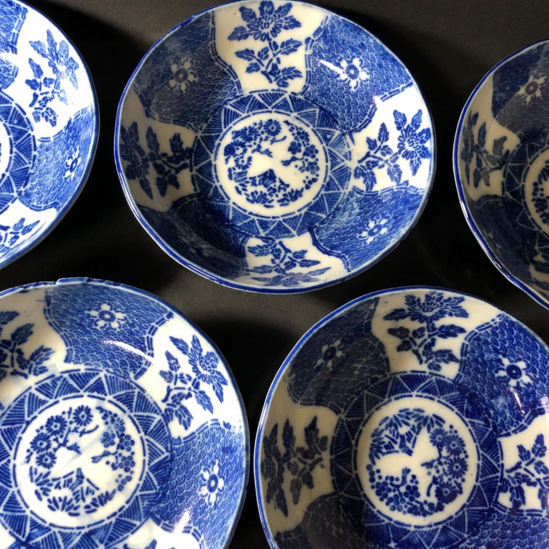 印判　なます皿　なます鉢　紙刷り印判　可愛い花文様　５客　和食器　料理食器