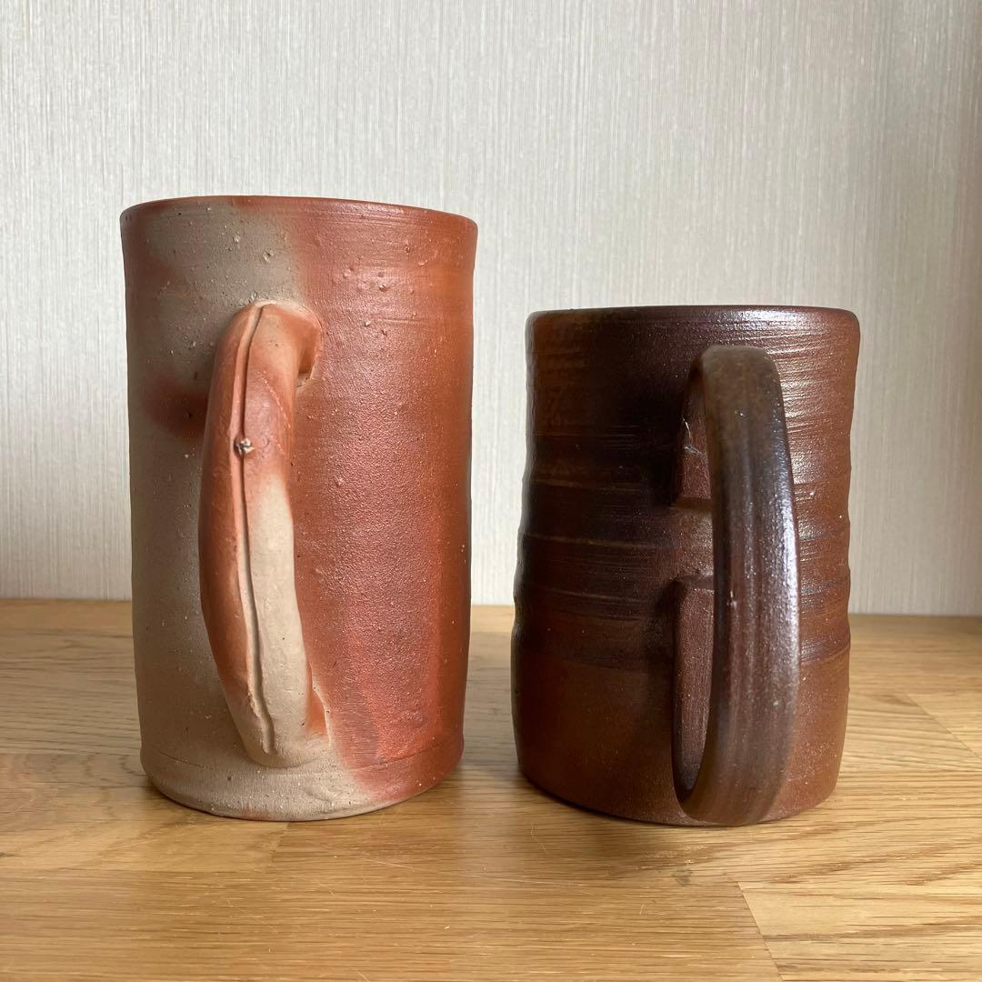 備前焼　ビアマグ　マグカップ大　2点セット