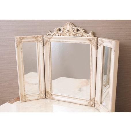 アンティーク調 ミラー 鏡 家具 プリンセスミラー 3面鏡 ホワイト 家具