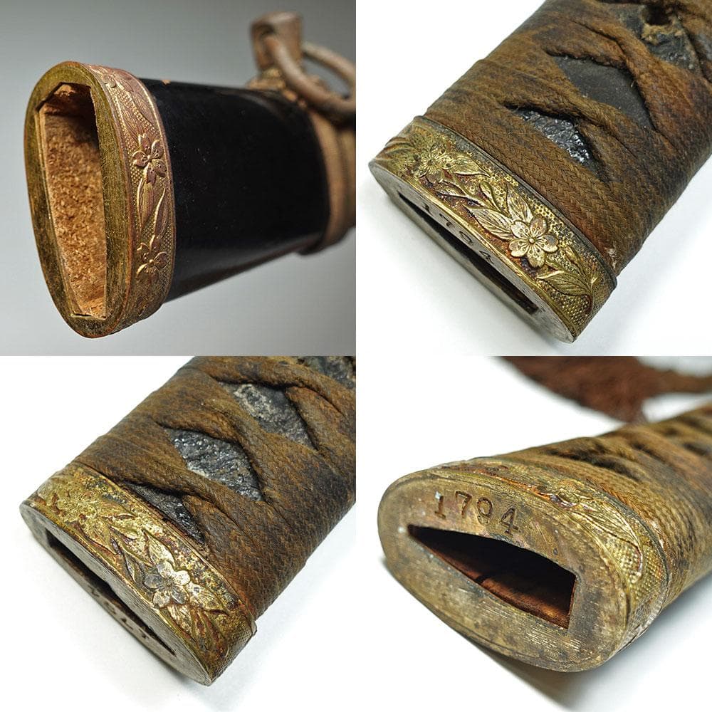 海軍太刀拵　旧日本軍　旭日大切羽　刀緒　軍刀拵　一環吊　全長96.5cm　海軍刀