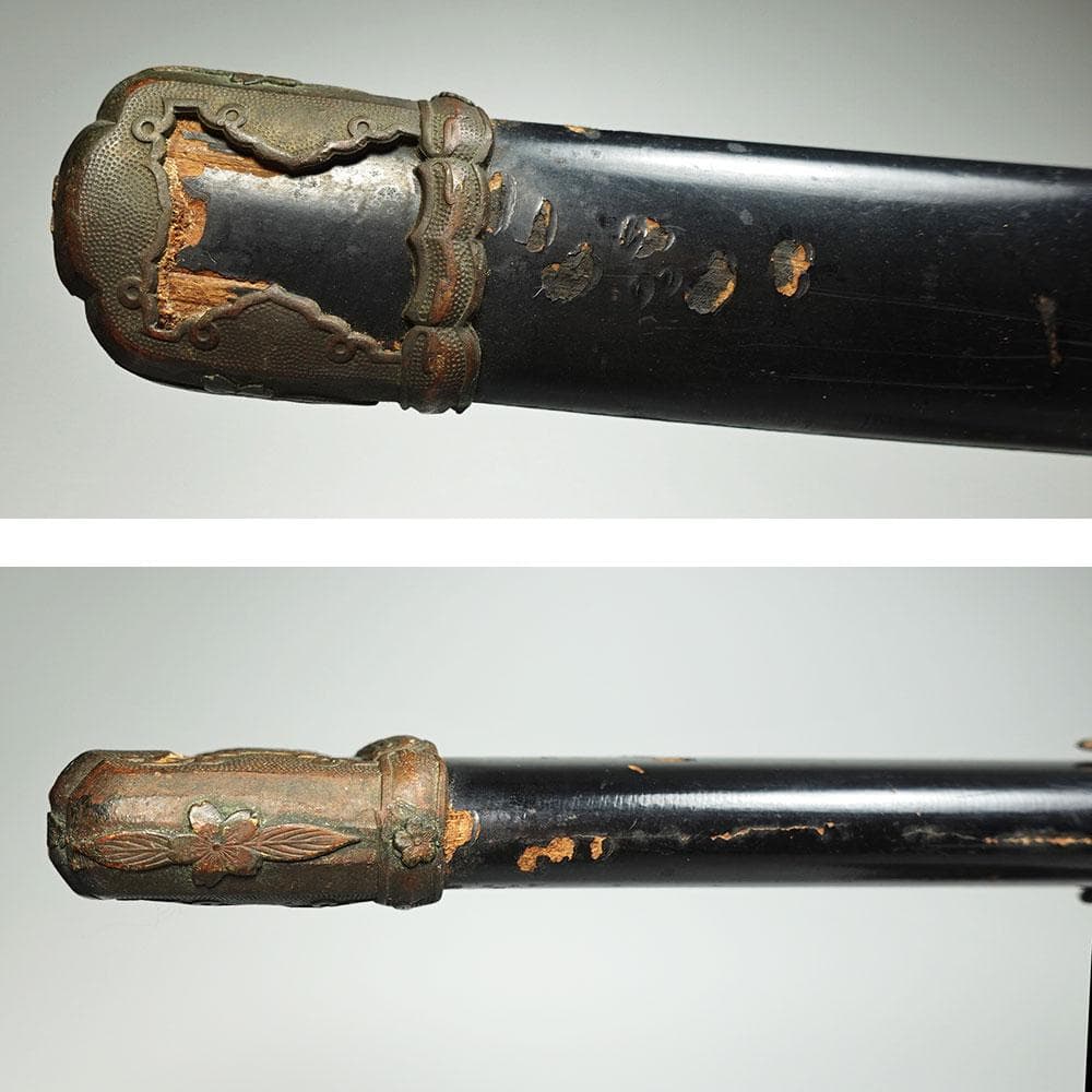 海軍太刀拵　旧日本軍　旭日大切羽　刀緒　軍刀拵　一環吊　全長96.5cm　海軍刀