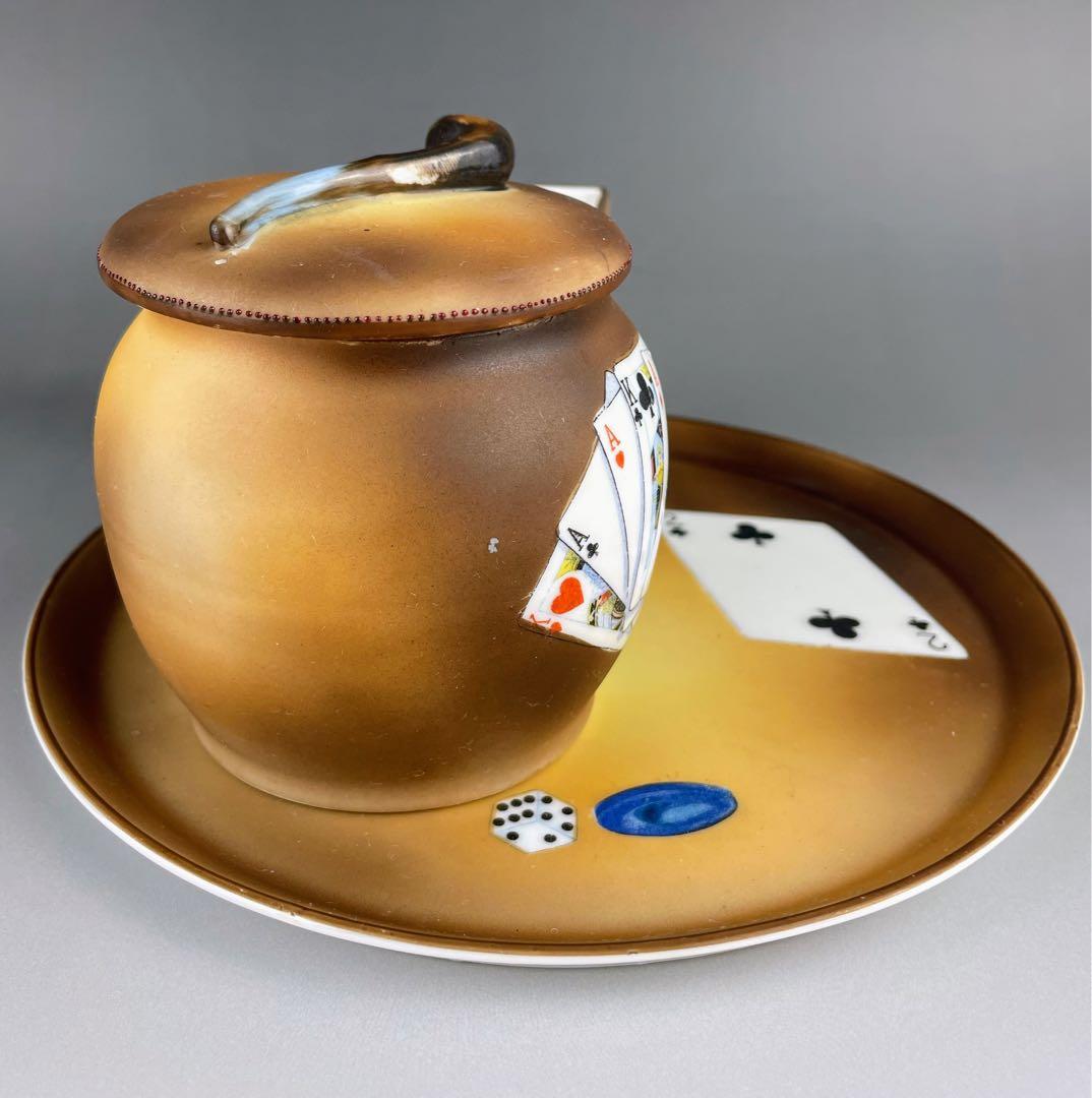 希少】オールドノリタケ トランプ紋 タバコ入れ マッチホルダー トレイ