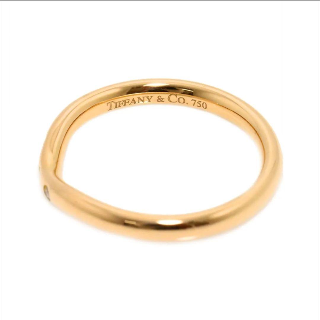 ティファニー TIFFANY カーブドバンドリング3Pダイヤ付 K18YG 5号