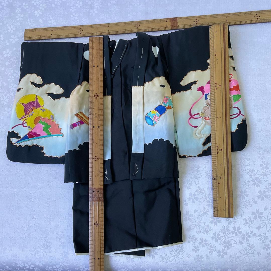 市松人形の着物（男の子）正絹 市松人形尺ニ用着物五つ紋 市松人形着物