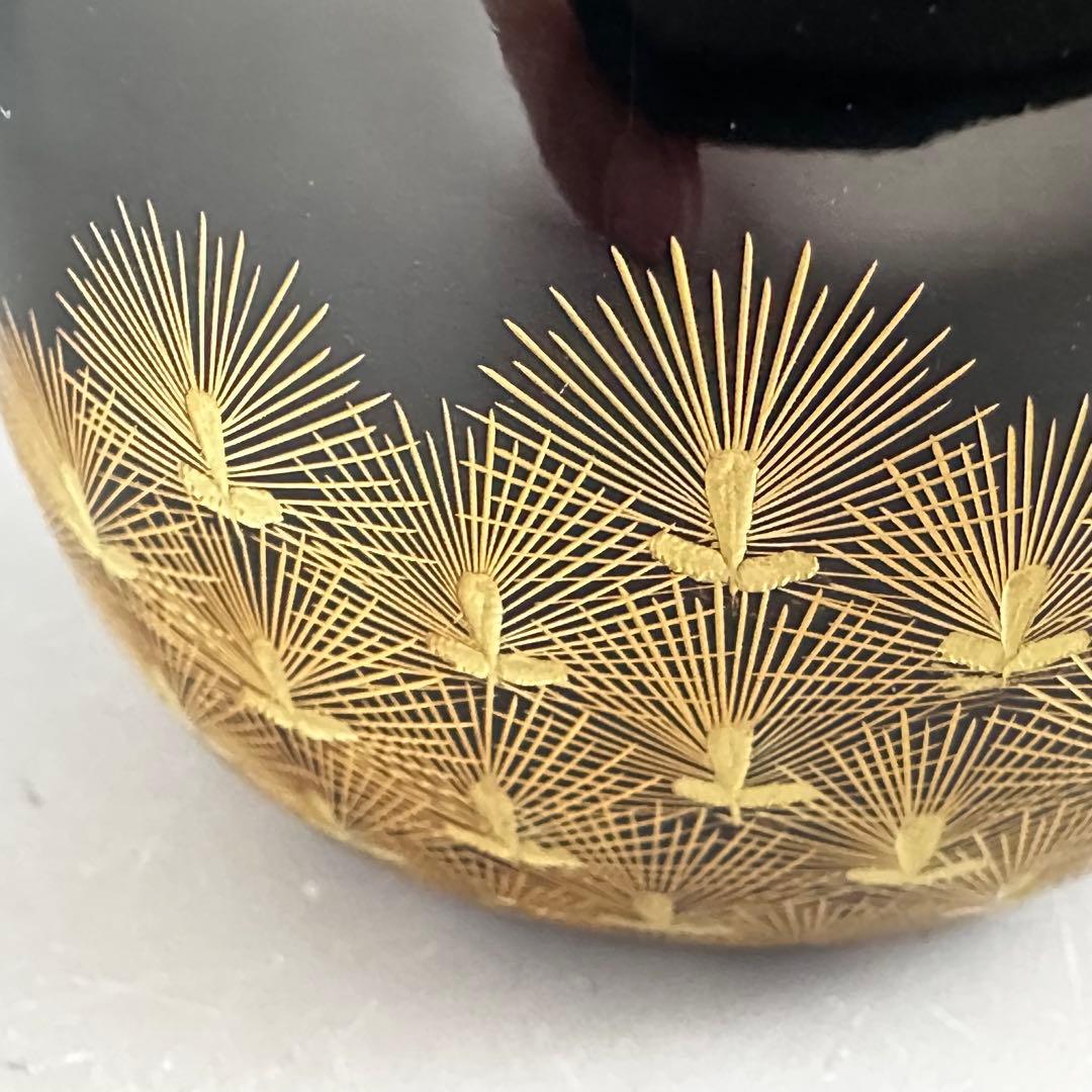 茶道具 輪島塗 沈金 松 中棗 谷内和子 共箱 石川県 漆芸 茶会 薄茶器