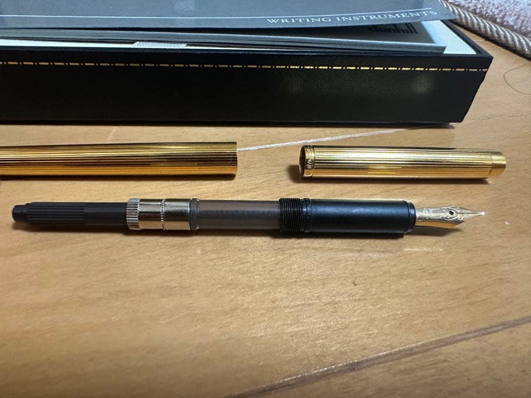 ダンヒル 万年筆 ゴールドプレート ペン先　14K 585 箱付き