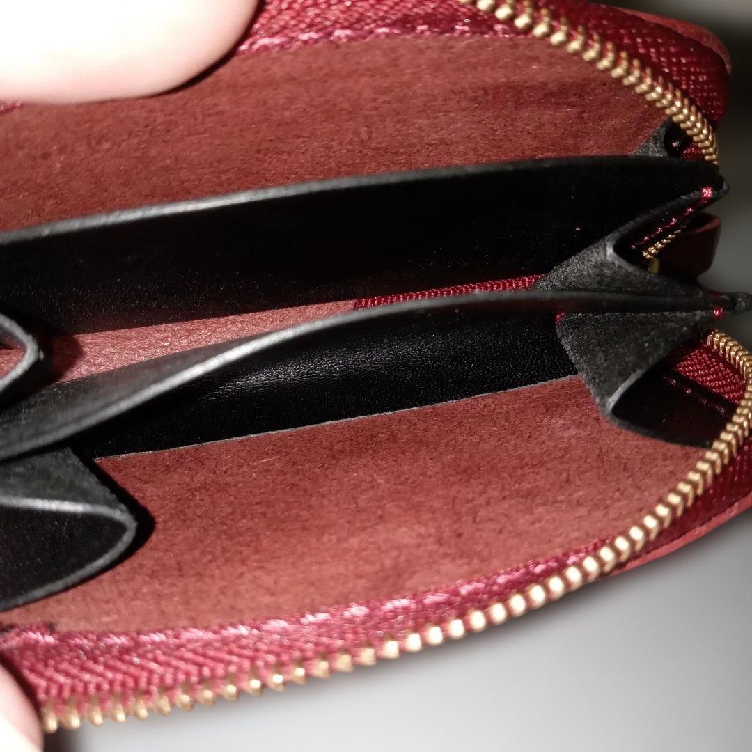 ルガトショルダー　ワイン　L字ファスナー　コンパクト財布　　栃木レザー　小銭入れ