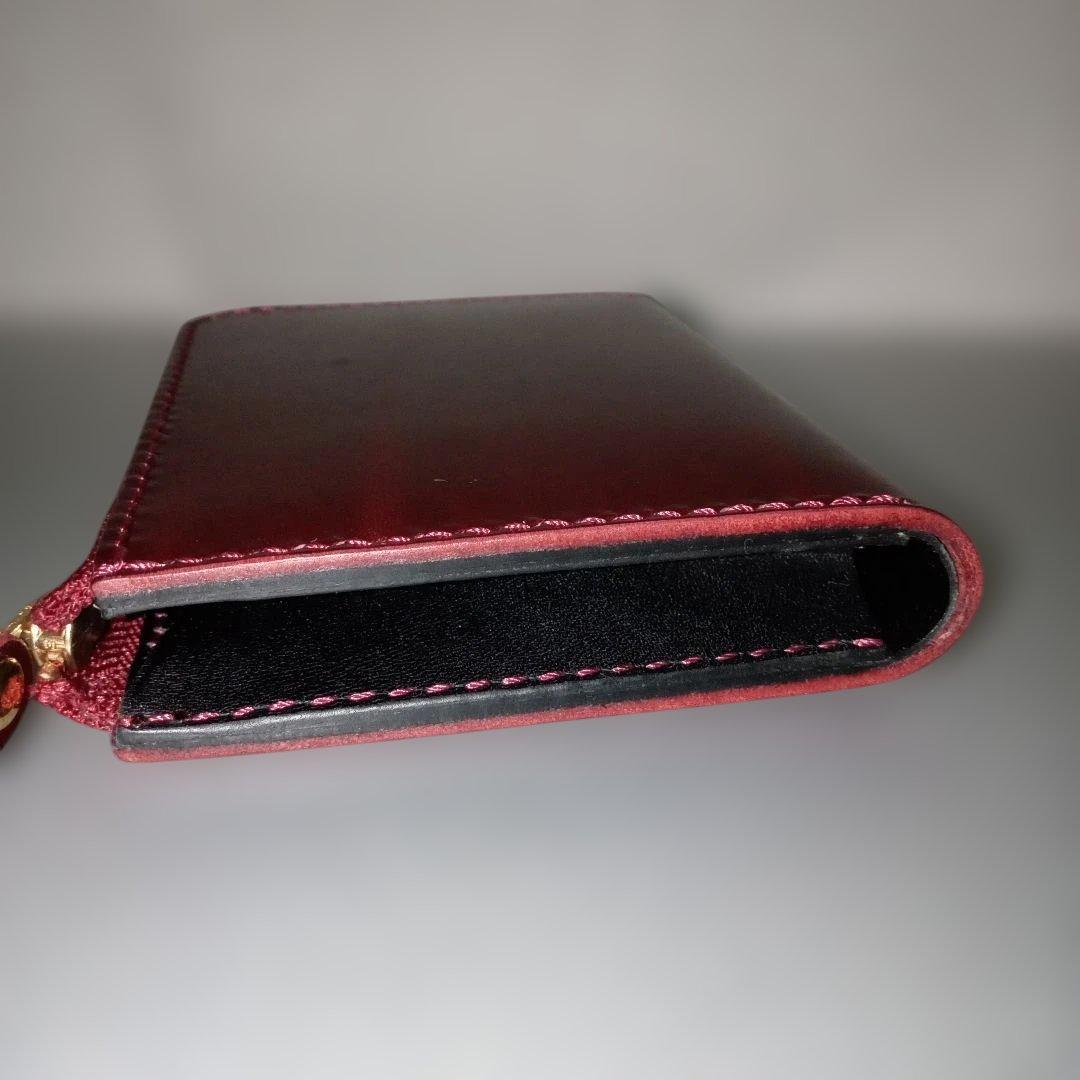 ルガトショルダー　ワイン　L字ファスナー　コンパクト財布　　栃木レザー　小銭入れ