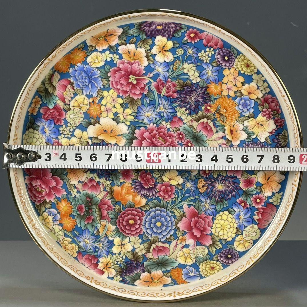清乾隆五彩花卉図紋茶盤 茶道具 景徳鎮 陶磁器 装飾品 現代工芸品 美術品 置物