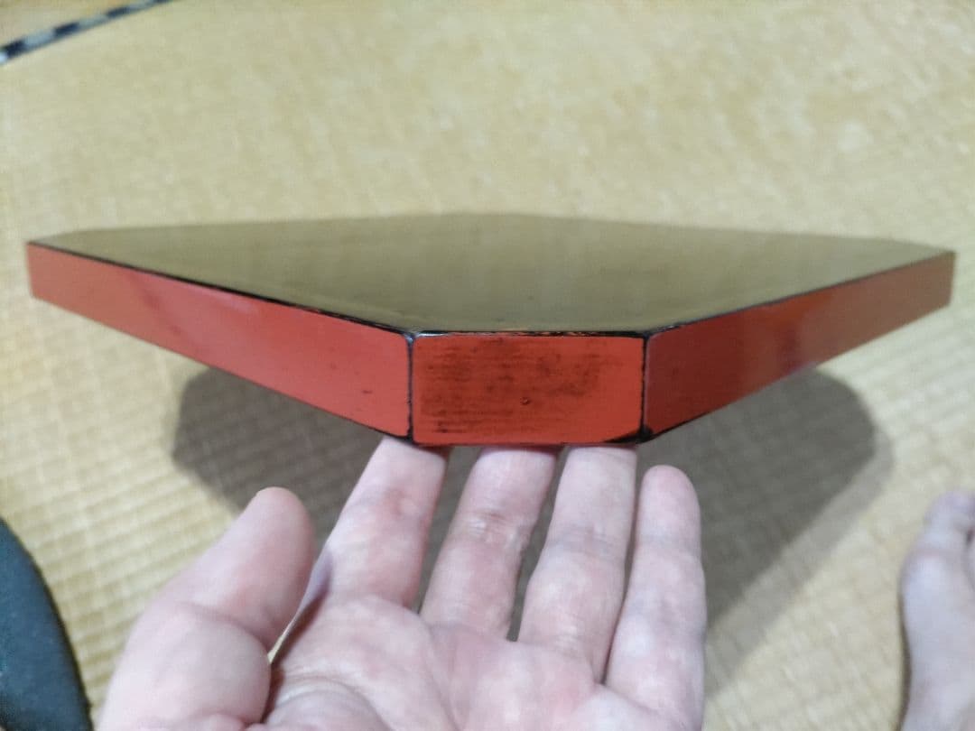 根来　折敷　盆　幅36.8四方　高2.8cm　酒器盆