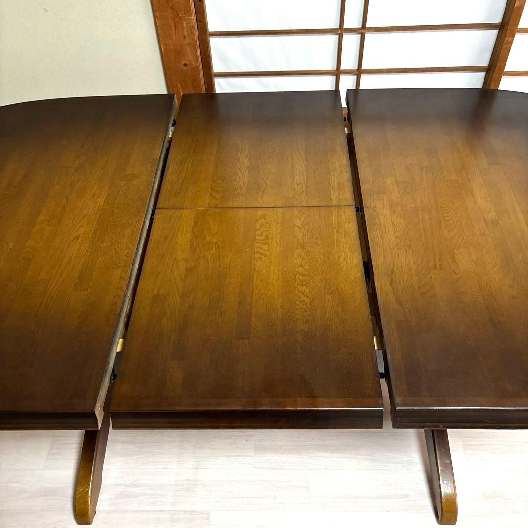 【良品】飛騨産業 伸長式 ダイニングテーブル エクステンションテーブル