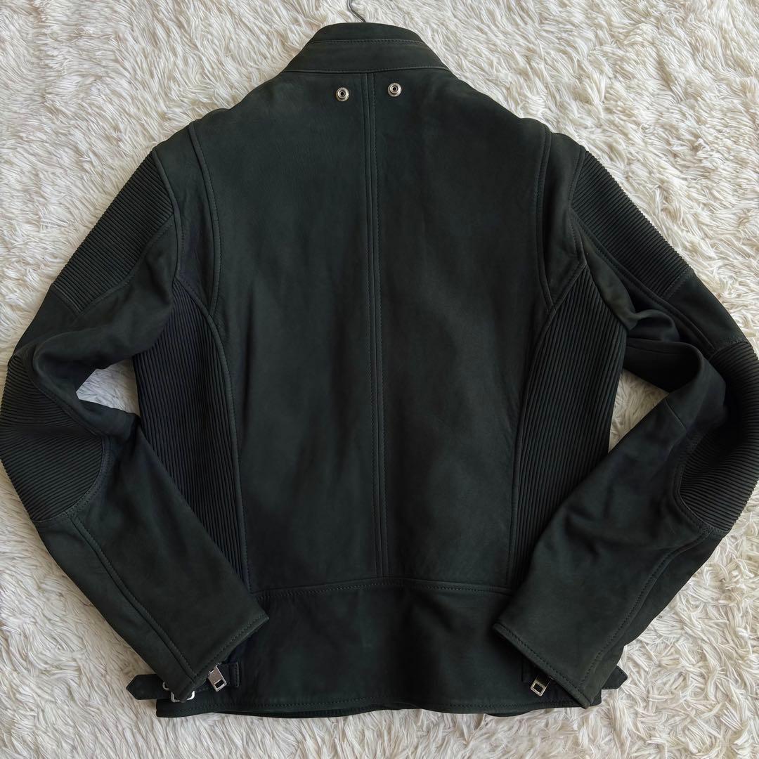 XL相当) DIESEL スエード ライダースジャケット ラムレザー カーキ｜XL
