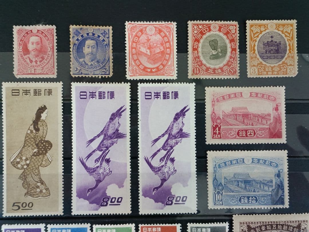 ○ 銭単位切手 未使用 見返り美人・月に雁・大正大礼・航空・産業図案