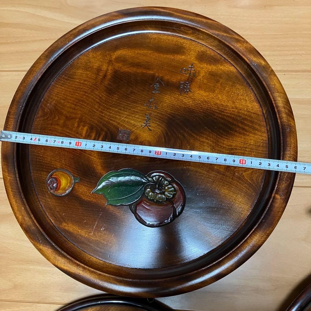 烏城彫　盆　鏡　5点セット