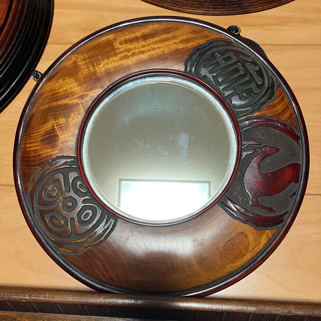 烏城彫　盆　鏡　5点セット