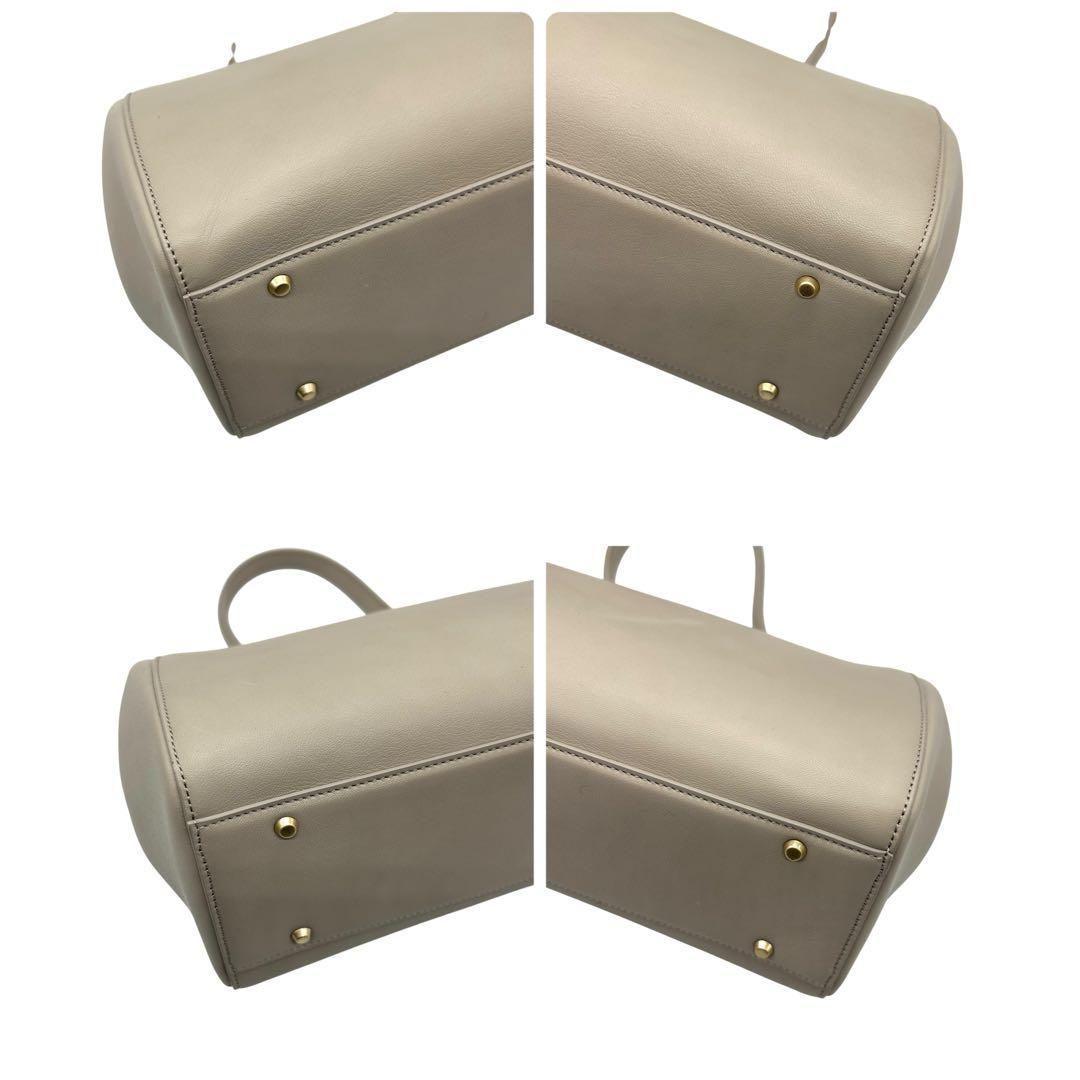 美品 1593 agnes b. ハンドバッグ がま口 ゴールド金具 ベージュ