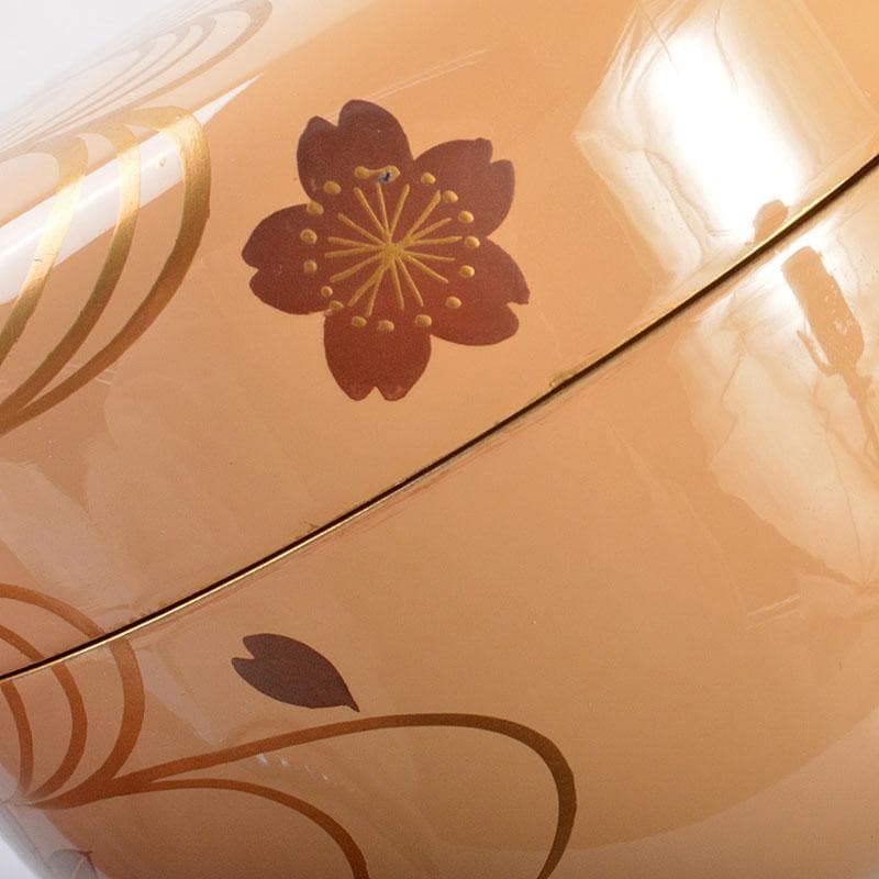 茶道具　山中塗　早見征一作　白漆　扇面流水蒔絵　平棗　共箱　V　6844