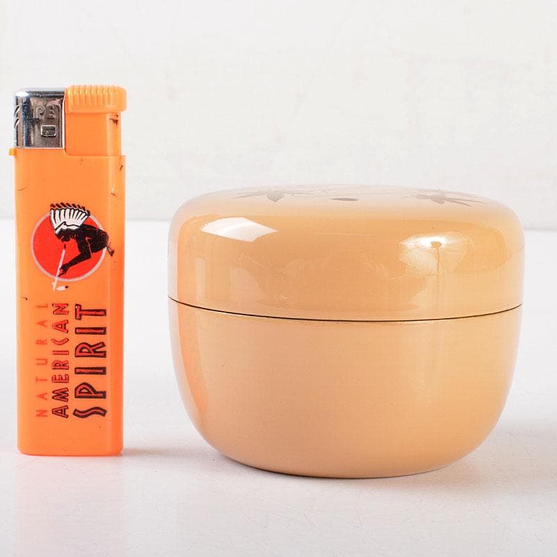 茶道具　山中塗　早見征一作　白漆　扇面流水蒔絵　平棗　共箱　V　6844