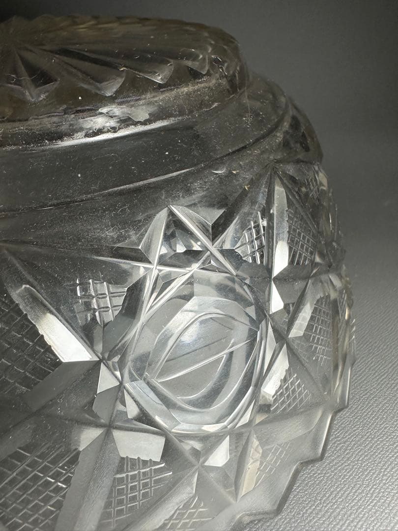 江戸ガラス 切子 鉢 江戸時代後期 合わせ箱 検索:薩摩切子 キリコ