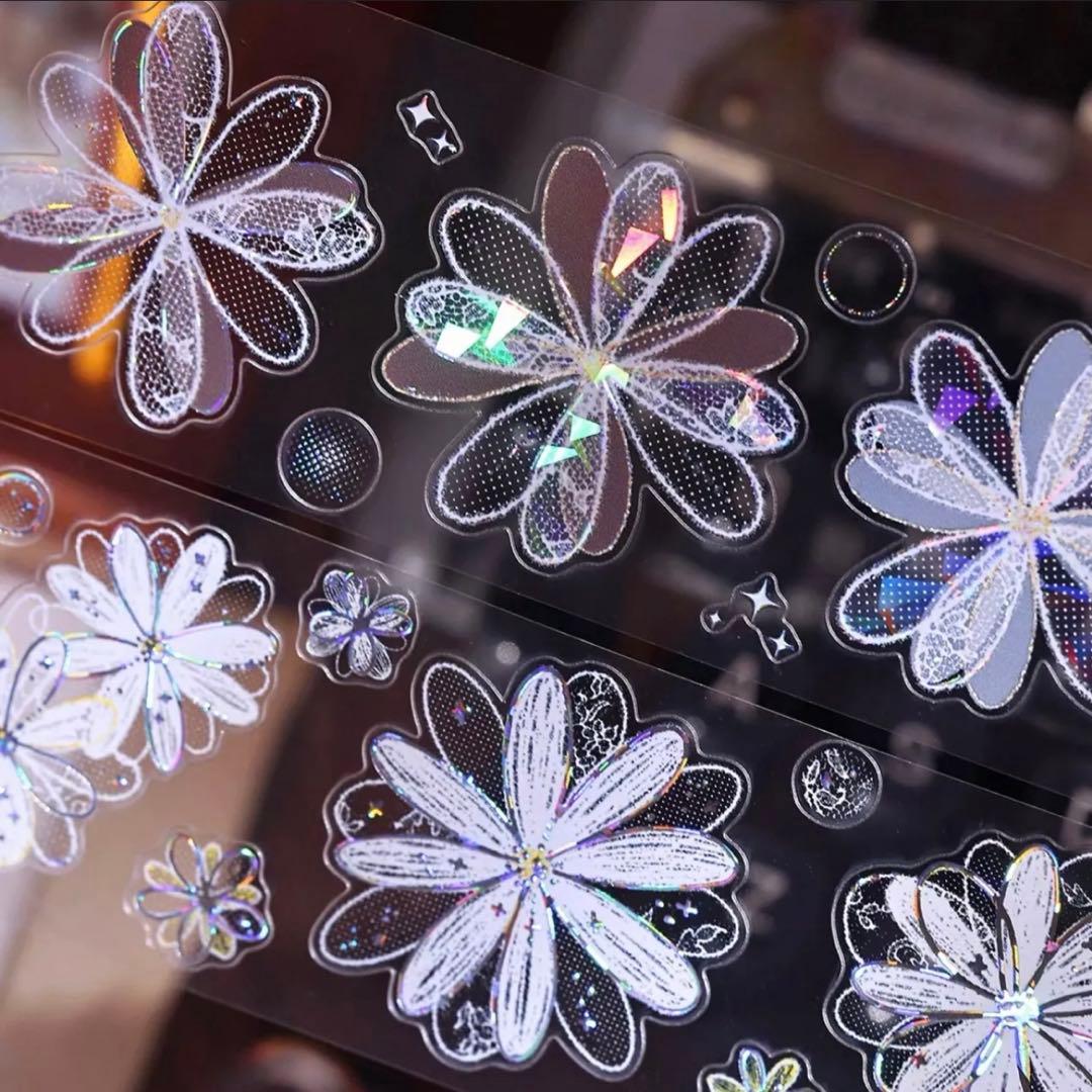 贝壳光 白色梦屿 ダイカット加工 4.5cm×6m 海外マスキングテープ 花