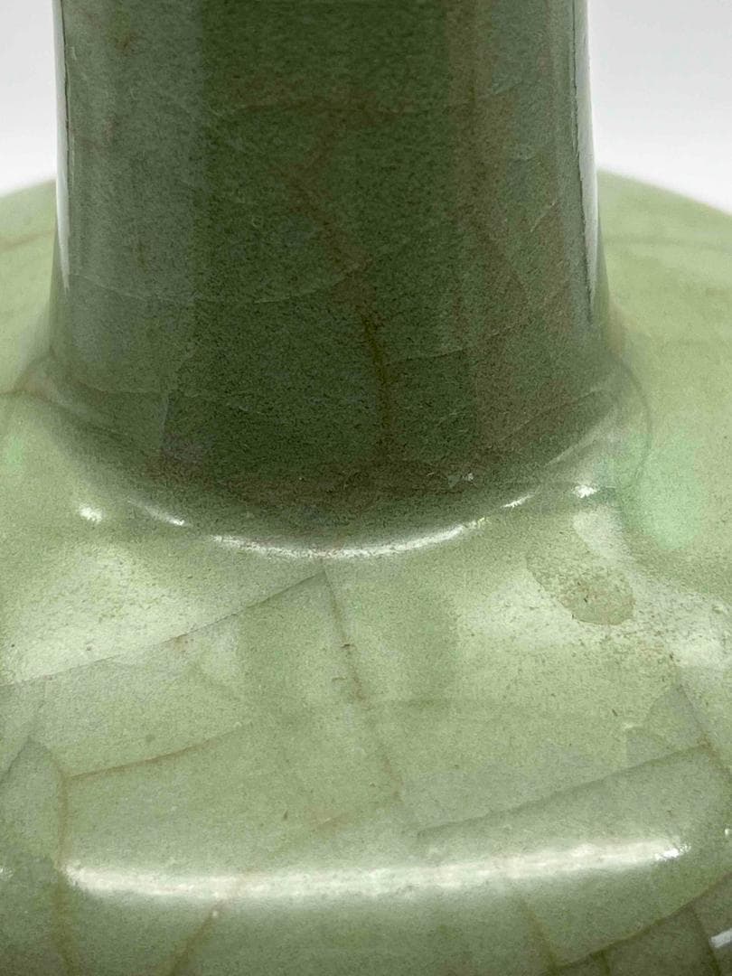 南宋～元時代 青磁貫入花瓶 汝官窯 龍泉窯 花入 茶道具(E-78)