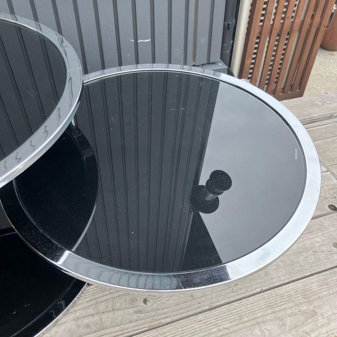 北欧レトロ ミッドセンチュリー 4段ラウンドテーブル ガラスサイド