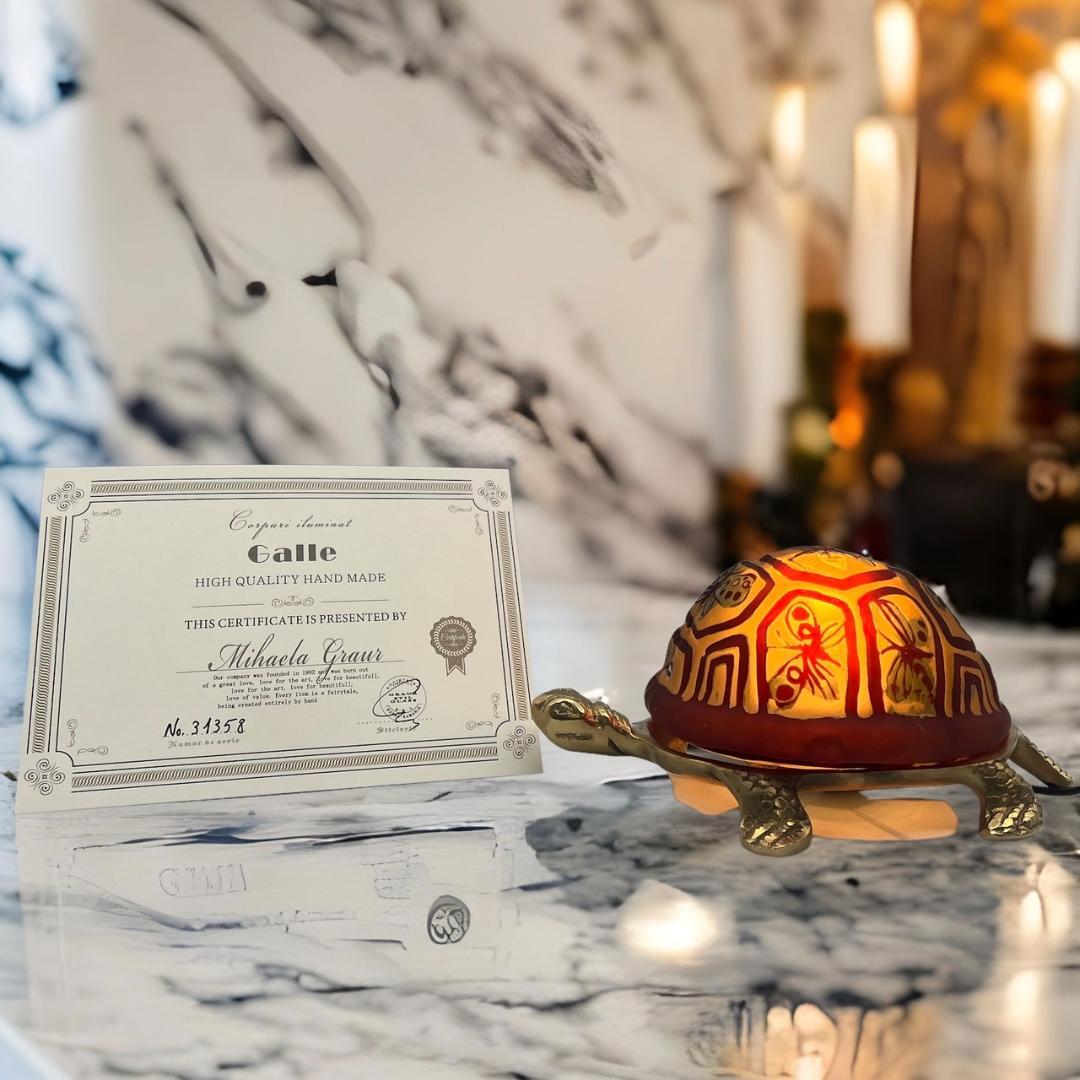 ◇証明書付◇EmileGalleエミールガレ 亀 卓上ランプ カメオ彫り オファー