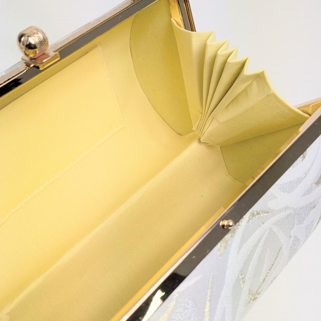 和装 草履バッグセット 帯地 白×金 3枚芯 フリーサイズ k19-14