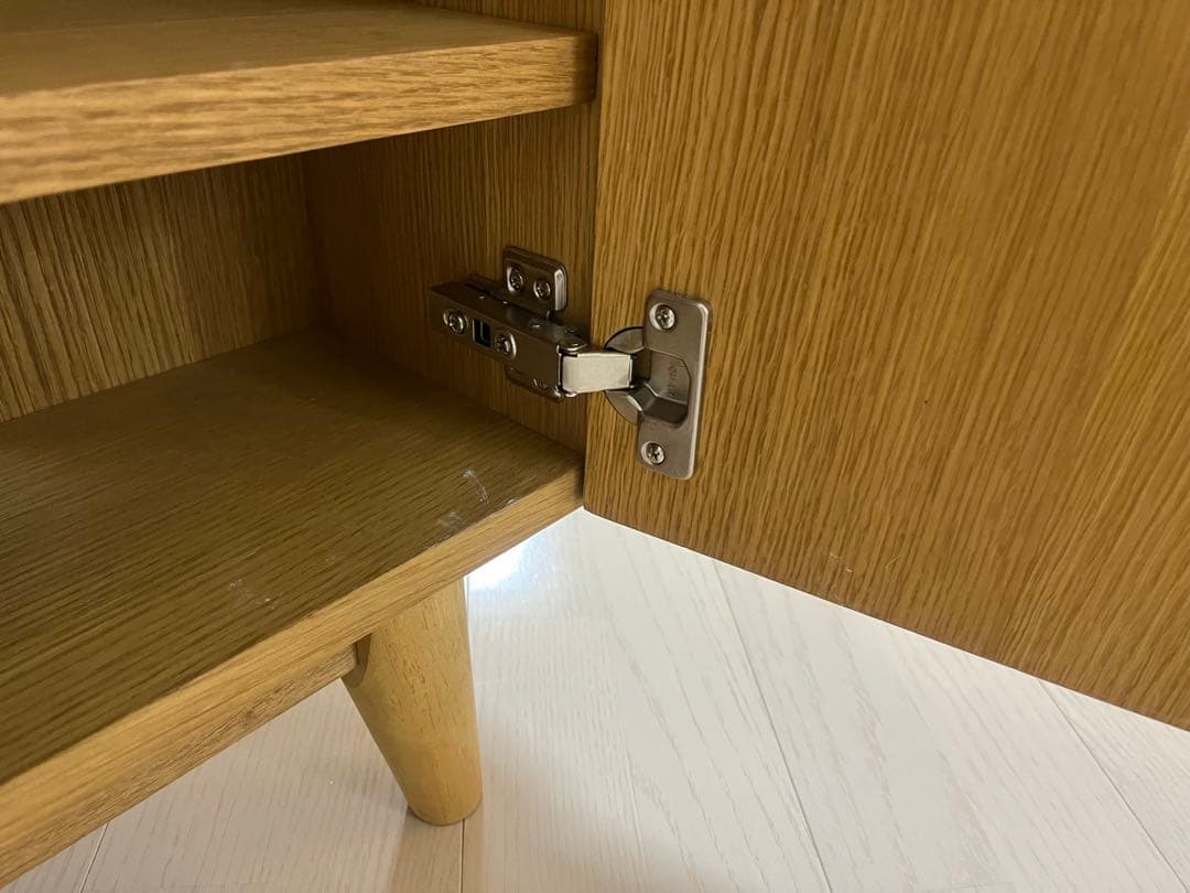 コーナー型テレビ台 脚付き 120×49.5 ベルメゾン ナチュラル無垢材