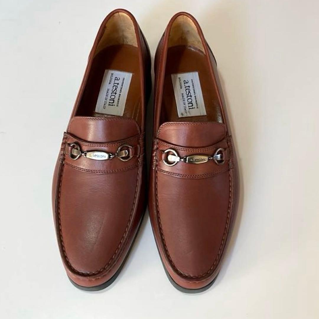 a.testoniブラウンレザーシューズ