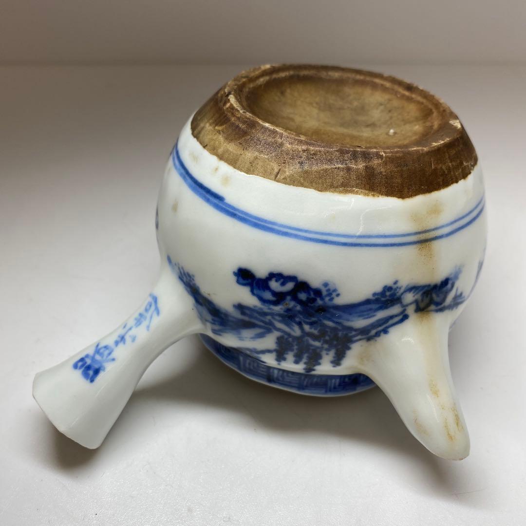 専用青木木米　青花山水画急須取手に銘　　幅約12㎝　東Y7-0116☆2Fトトオ