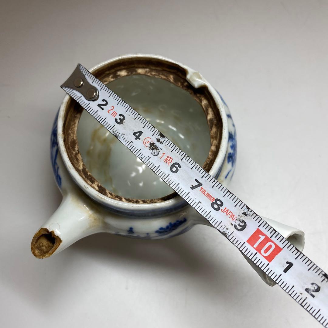 専用青木木米　青花山水画急須取手に銘　　幅約12㎝　東Y7-0116☆2Fトトオ