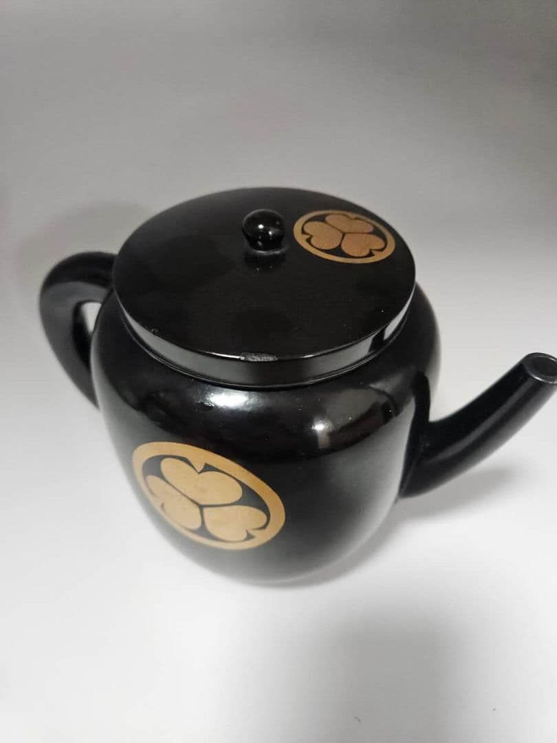 時代黒漆 徳川家葵御紋　蒔絵 水注 大名道具 湯斗 湯桶 古美術品