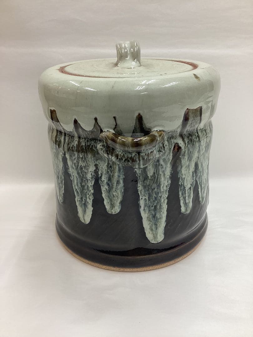 茶道具 新品 水指 耳付 朝鮮唐津 利左エ門窯 共蓋付