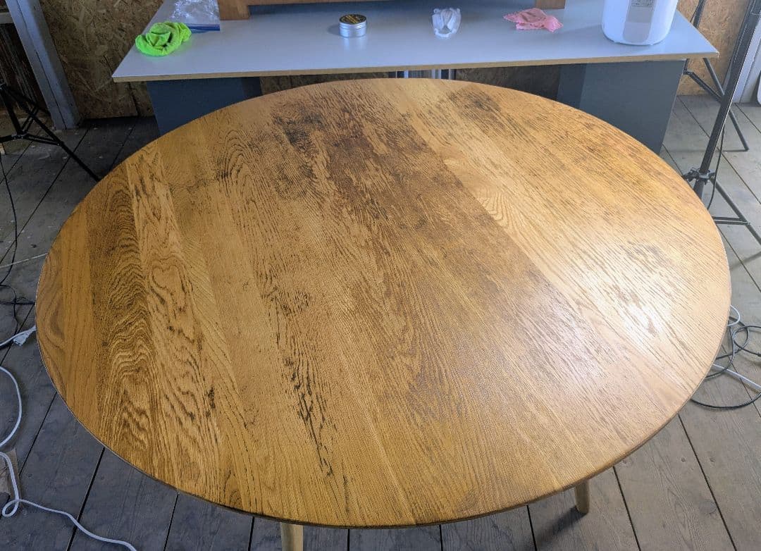 ［現行品］大川家具 円卓 ラウンドテーブル  120cm 直接引渡可