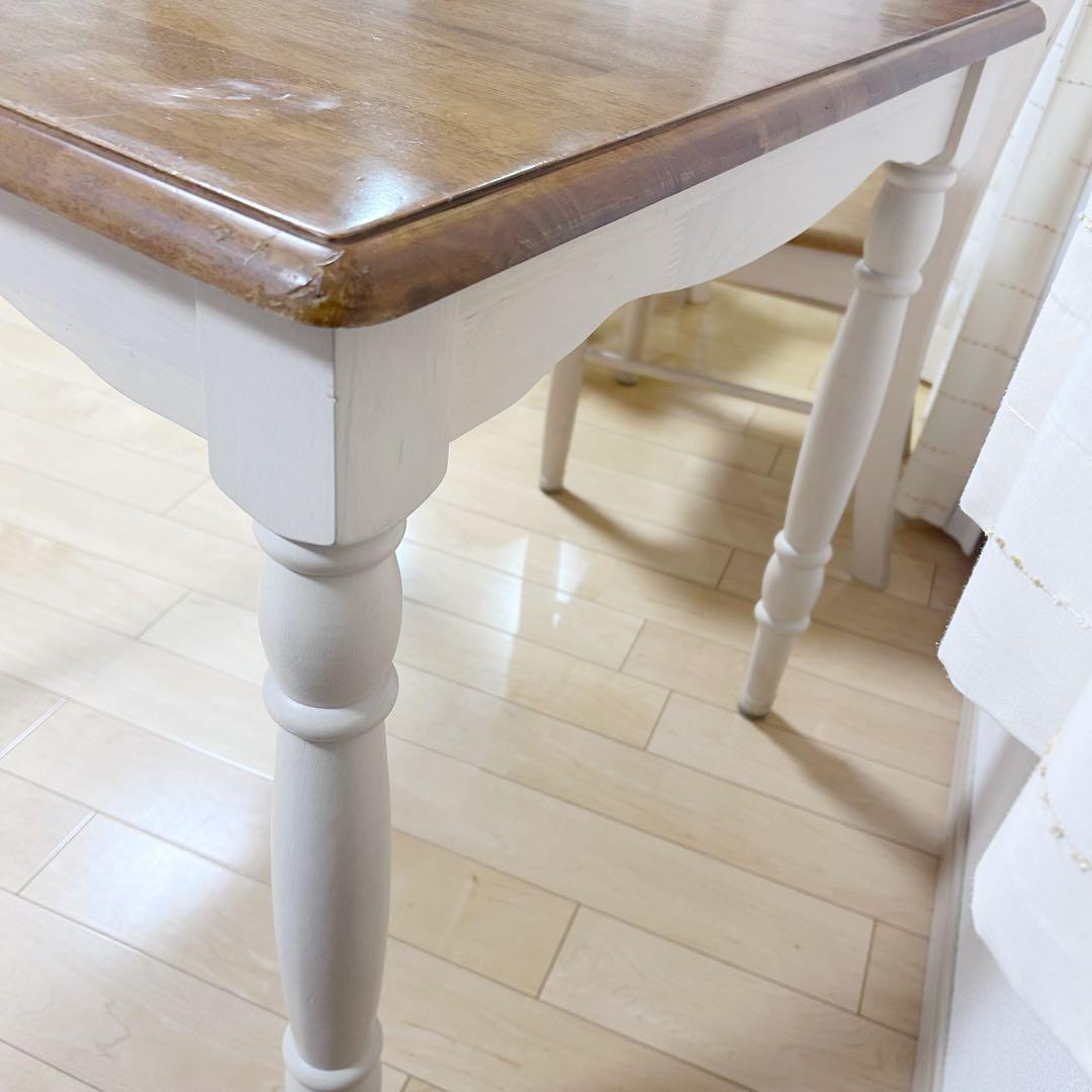 フレンチカントリー　ダイニングテーブル　姫家具　天然木　ラバーウッド　ロココ調