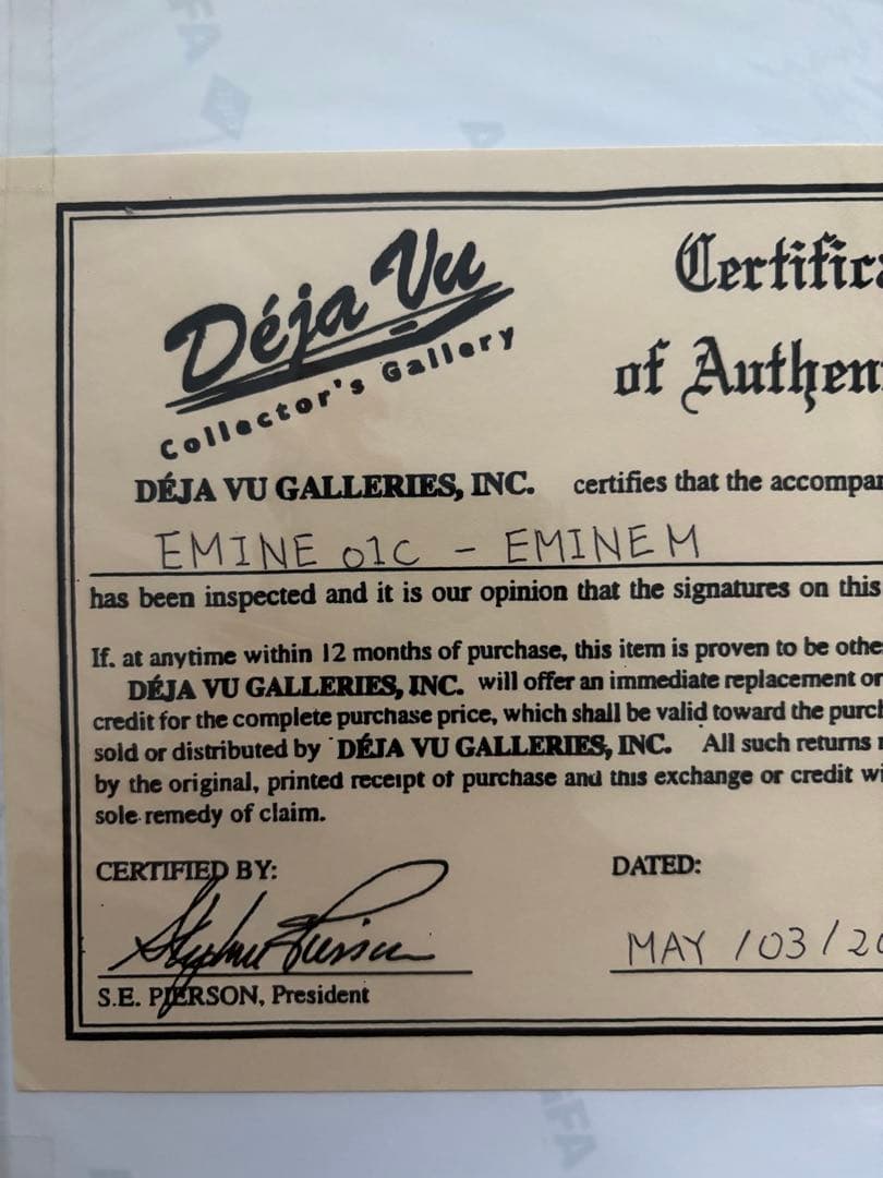 激レア eminem エミネム 一点物 8mile オートグラフ 直筆 サイン