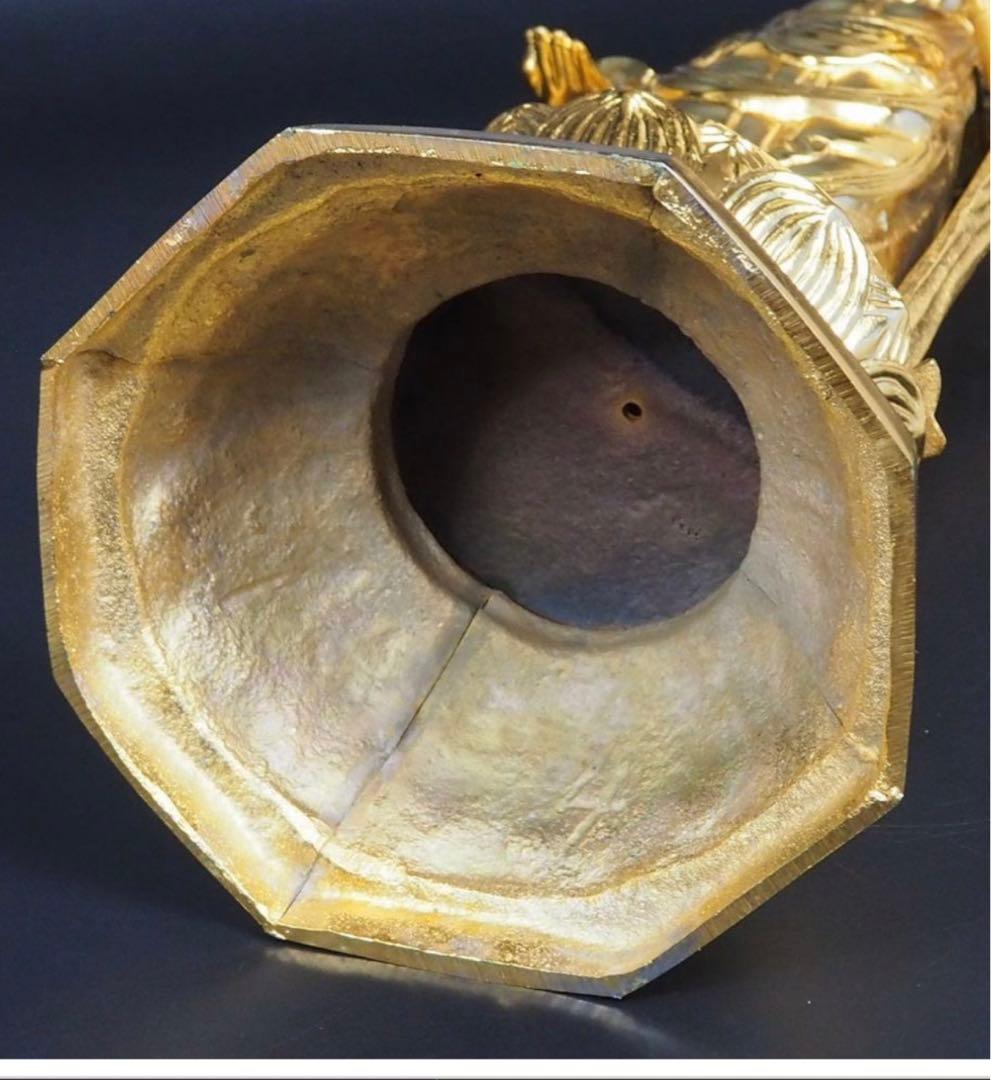 送料無料 銅製金仕上げ大型聖観音菩薩立像 高さ62cm