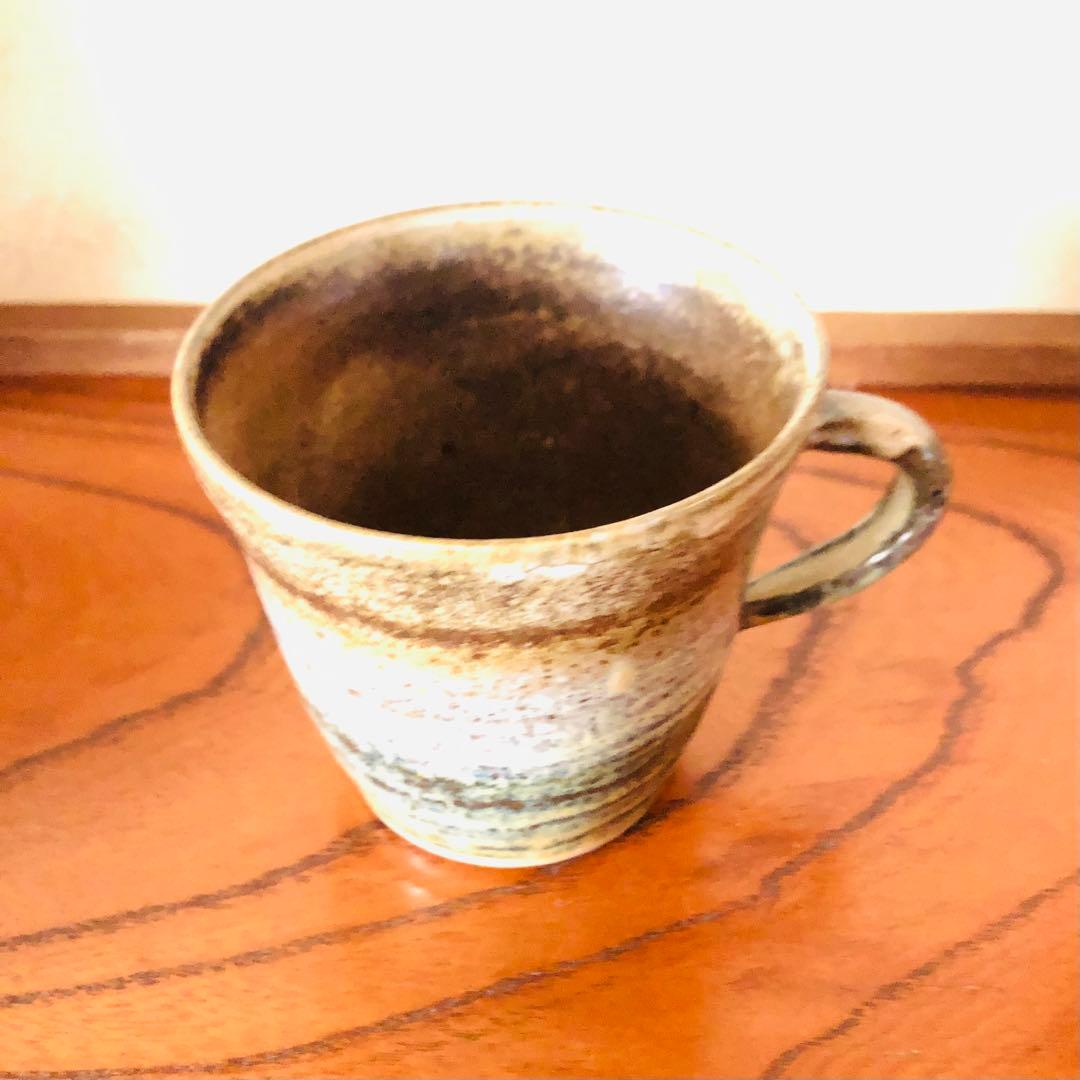 陶芸品 小石原焼 ブラウンの陶器マグカップ