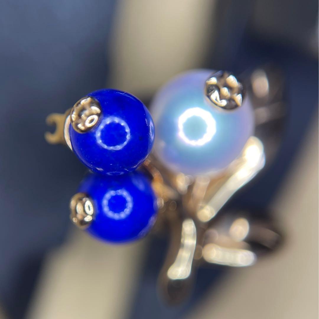 ミキモトK18イエローゴールド アコヤパール ラピスラズリ さくらんぼ