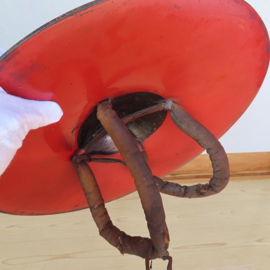 ほぼ無補修のオリジナル状態の陣笠（平陣笠・木製）